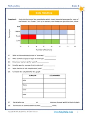 cover image of Grade 6 Maths Worksheet: Data Handling Basic